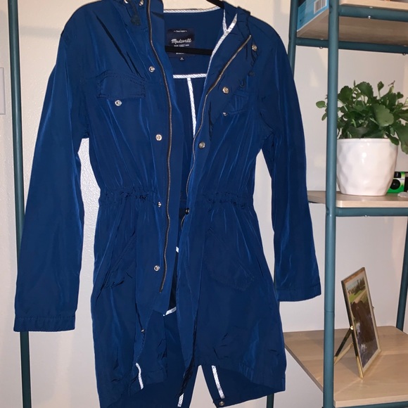 Madewell Jackets & Blazers - brand new reflective navy madwell rain jacket!!